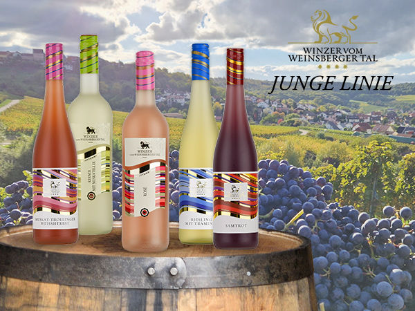 Bottles from the "Junge Linie" wines – Quality Europe products